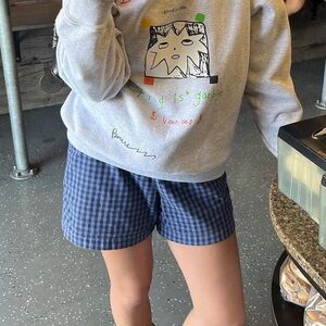 White Stag Blue Checkered High Waist Shorts